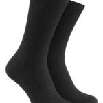 Ribbstickad strumpa med extra lös resår - Svart