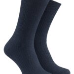 Ribbstickad strumpa med extra lös resår - Marin