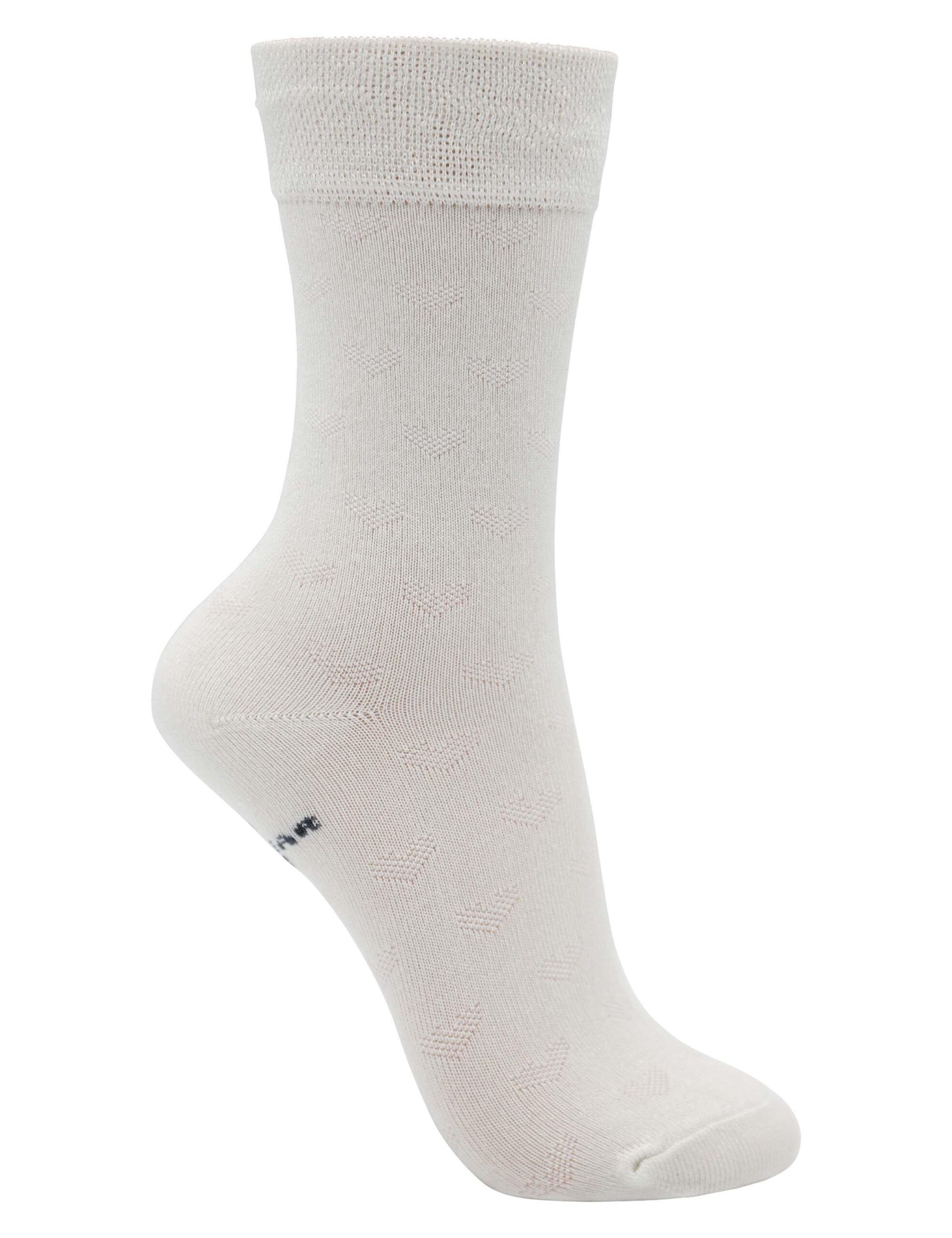 00000528539.jpg Mönstrad damstrumpa av bambu - White hearts - Bild 1