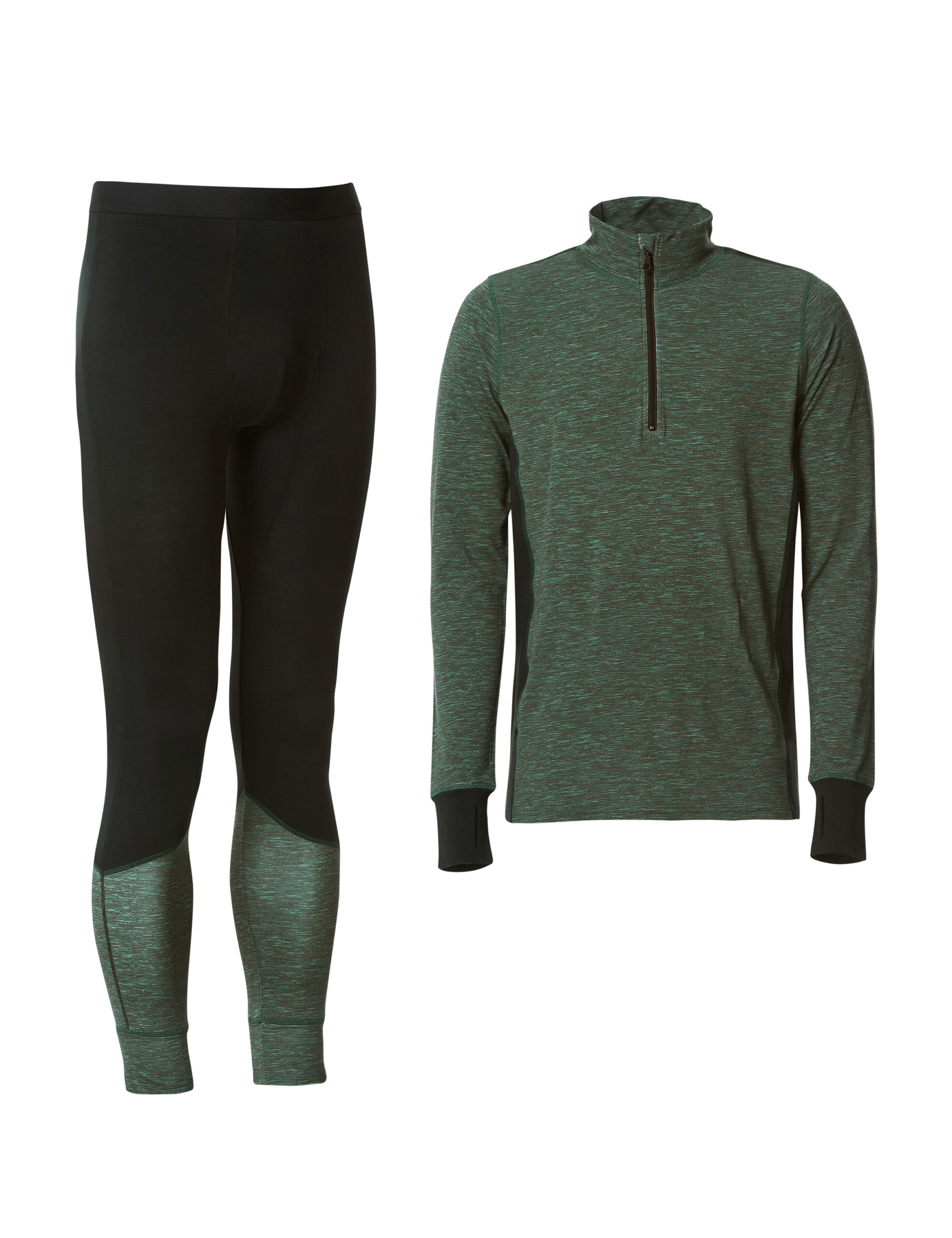 00006841621 2-delat underställ av bambu till herr - Grönmelerad/svart - Bild 1