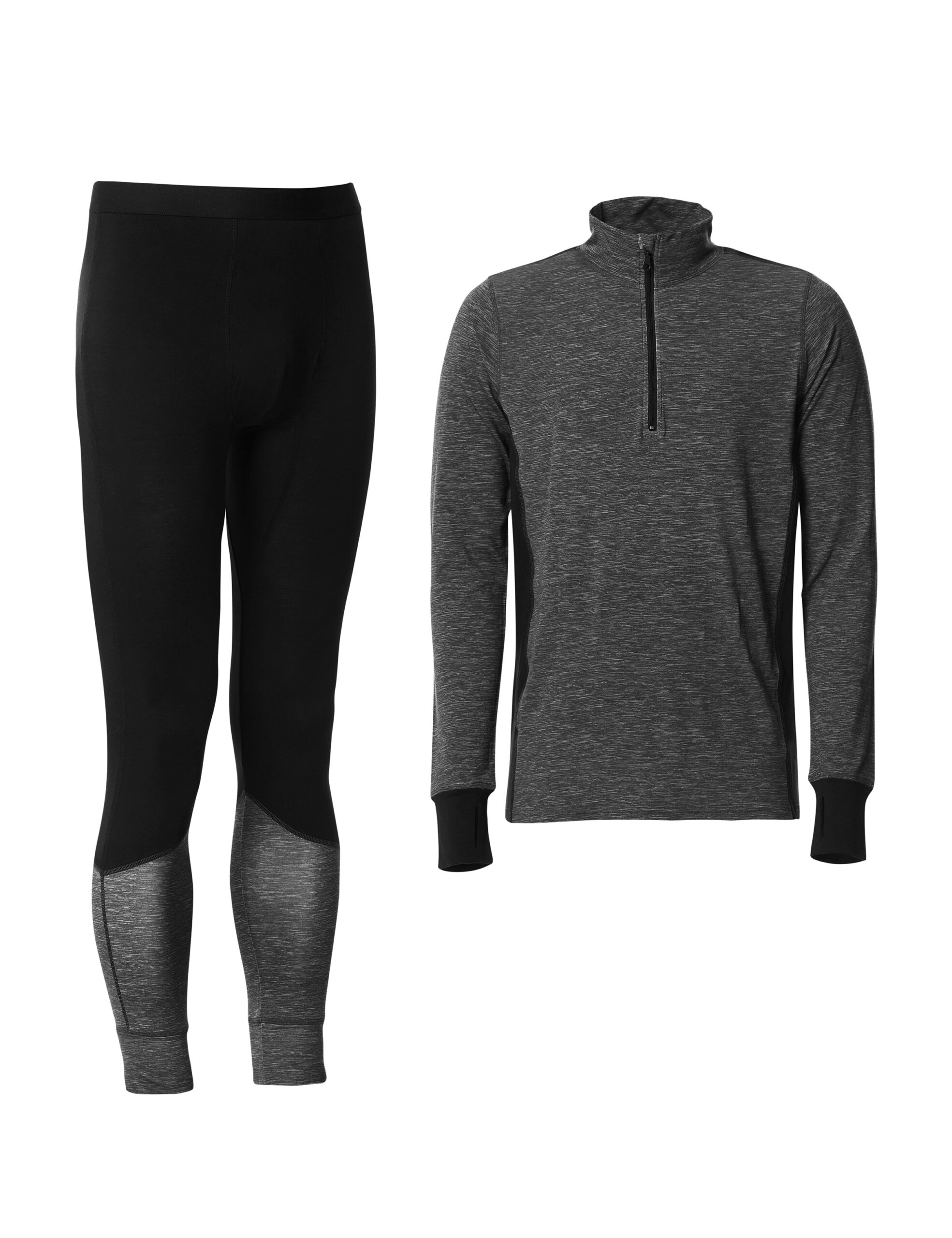 00006841622 2-delat underställ av bambu till herr - Gråmelerad/svart - Bild 1