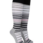 Mönstrad kompressionsstrumpa - Grey stripes