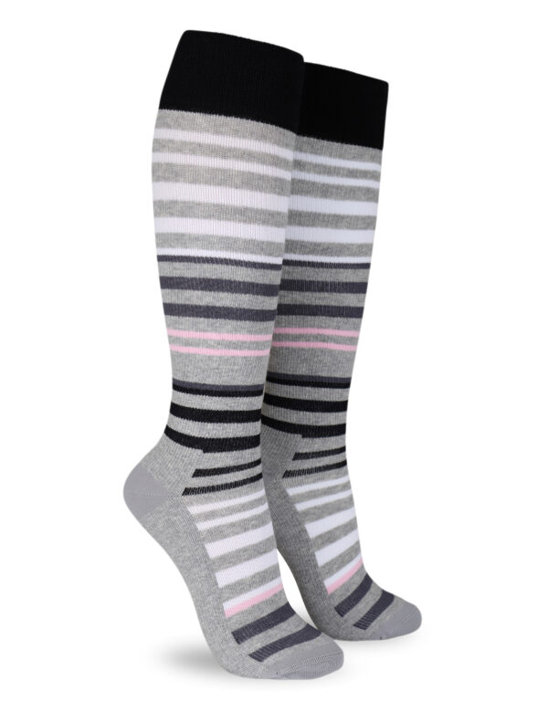 Mönstrad kompressionsstrumpa - Grey stripes
