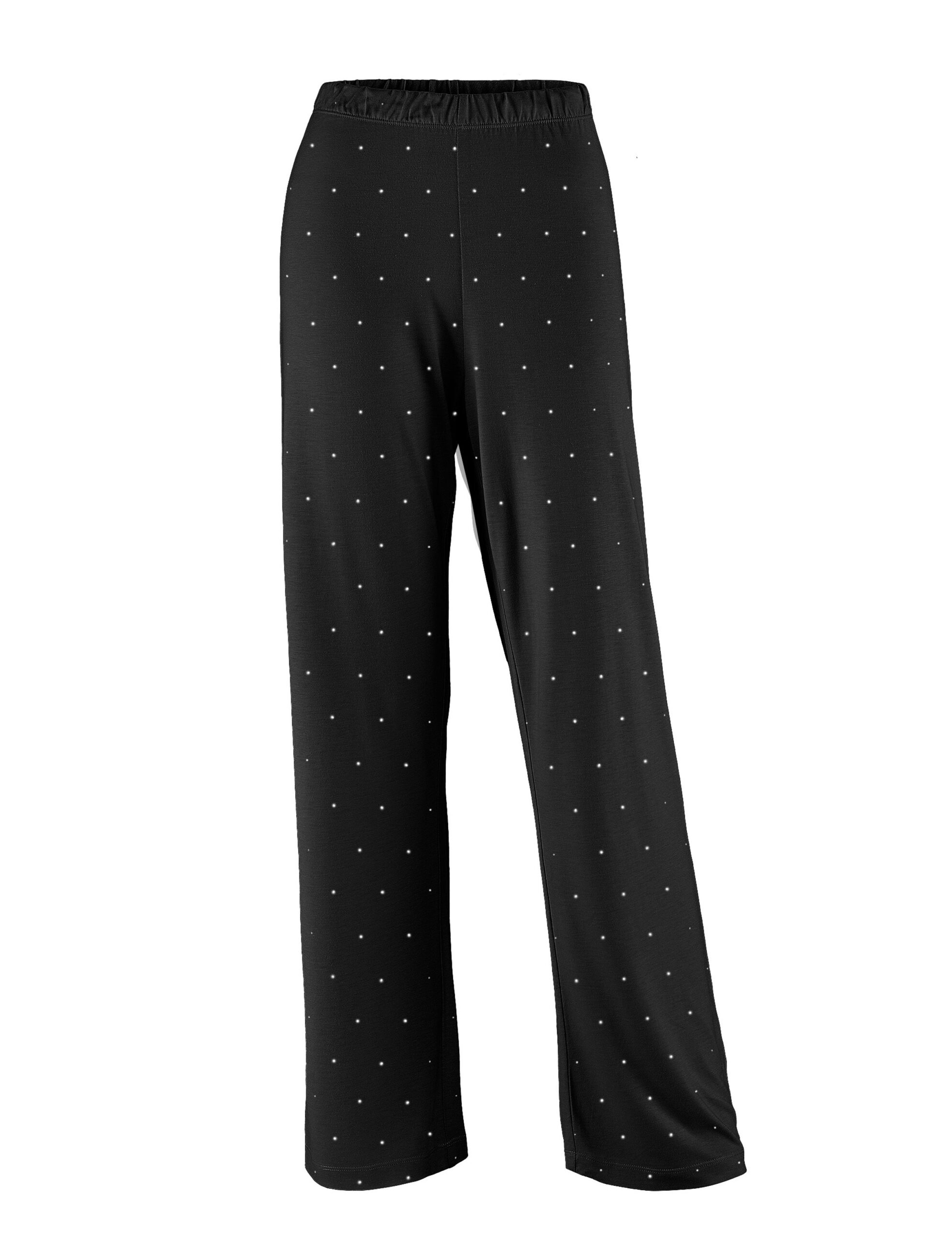000090318E3 Pyjamasbyxa av bambu - Svart med vita prickar - Bild 1